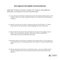 The 7th, 8th, 9th and 10th Commandments of God - Activity Sheet - Grades 6-8